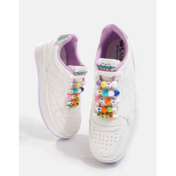 Bershka Shoes | Bershka Sneakers Trainers Wdecorative Iridescent Heel Detail | Size 39 | Euc | Color: Purple/White | Size: 39eu | Thriftin_W_Joan's